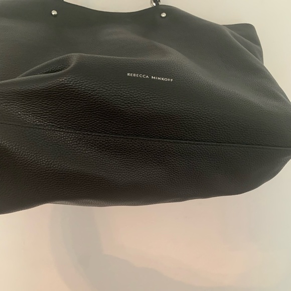 Rebecca Minkoff Chain Tote Pebble Leather Carryall Bag Black Large NWOT - Picture 5 of 15